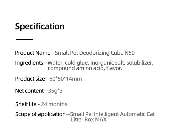 Pet Deodorant Cube N50 for PETKIT PURA MAX Cat Litter Box Automatic Shoveling Cat Supplies Persistent Use Fresh Clear Odor