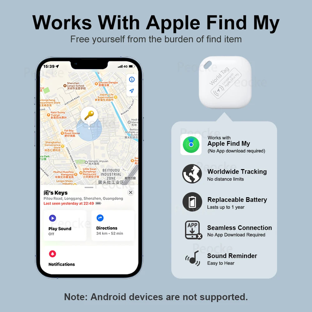 Mini Pets Tracker With Find My for Apple Smart Locator Cat Anti Lost GPS Track Finder Dog Bluetoot Tag Child Bag Wallet Key