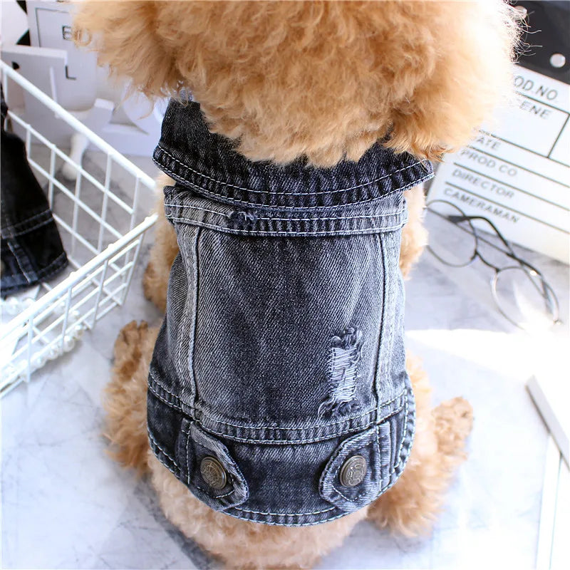 Pet Clothes Denim Dog Costume Summer Cowboy Vest Daisy Shirt Jeans Jacket Puppy Clothing for Chihuahua Yorkies