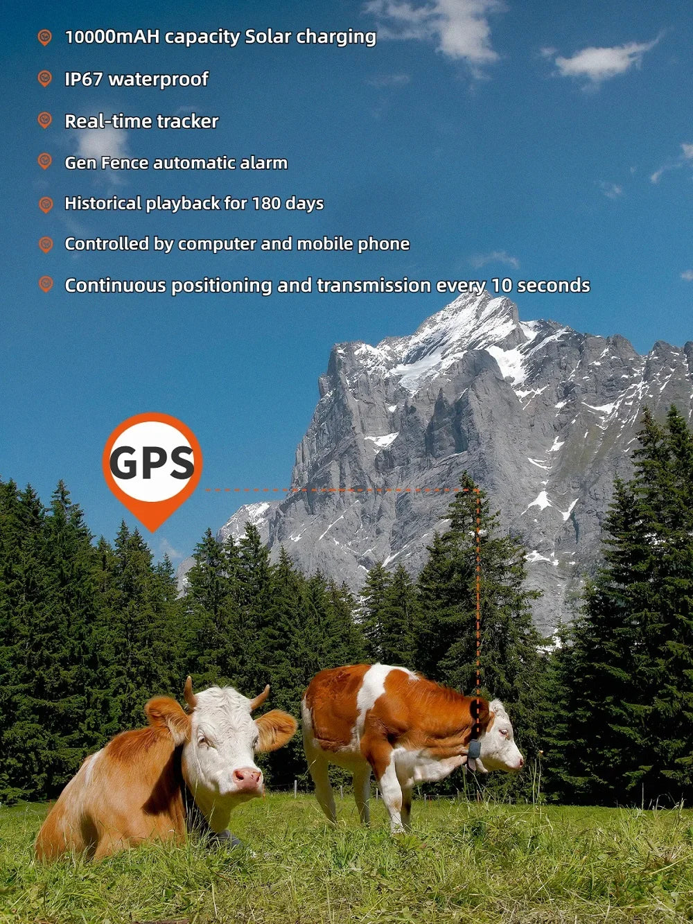 H502 GPS Pet Tracker Quality Intelligent Waterproof  Solar Energy Electronic Cattle Sheep Positioning Locator Android Compatible
