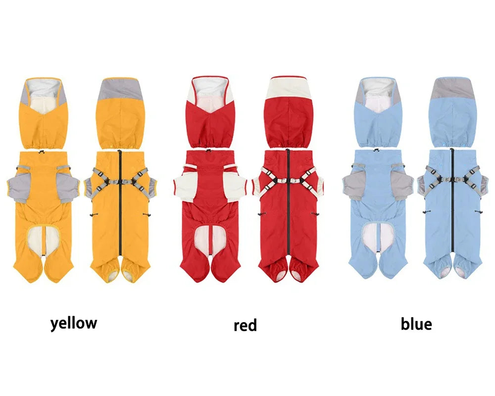 Pet Dog Waterproof Coat Puppy Hooded Jacket for Rainy Day Outdoor Dog Raincoat Reflective Clothes for Small Medium Large Dogs