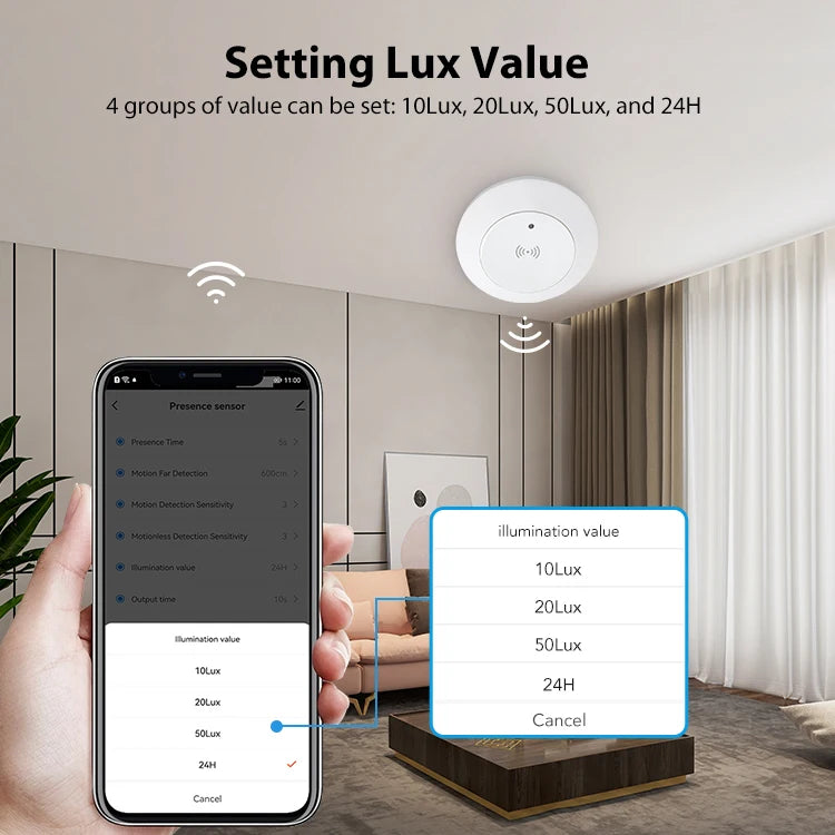 Tuya Zigbee/WIFI Human Presence Detector Smart Human Body Sensor 24GmmWave Radar Microwave Motion Sensor Intensity Detect 2mqtt