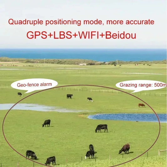 Solar Powered 4G Smart Cattle Tracker, GPS Locator Find Animals WIFI Cow Sheep Horse Camel Pets Tracking Device for Cow Tracking