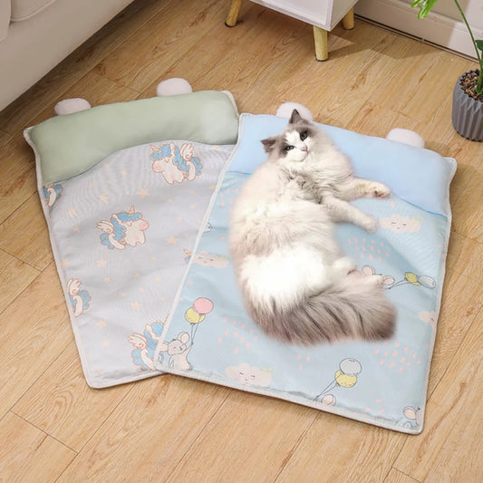 Summer Cooling Pet Mat – Ice Silk Dog Cat Bed Breathable Anti-Slip Cushion for Hot Weather, Washable Comfort for Small Medium