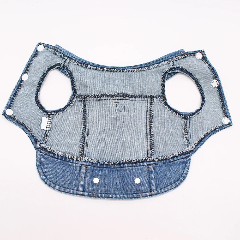 2024 New Thin Pet Dog Jeans Jacket Puppy Denim Clothes with Dog Leash Traction Buckle Cool Harness Vest for Small Medium Dogs