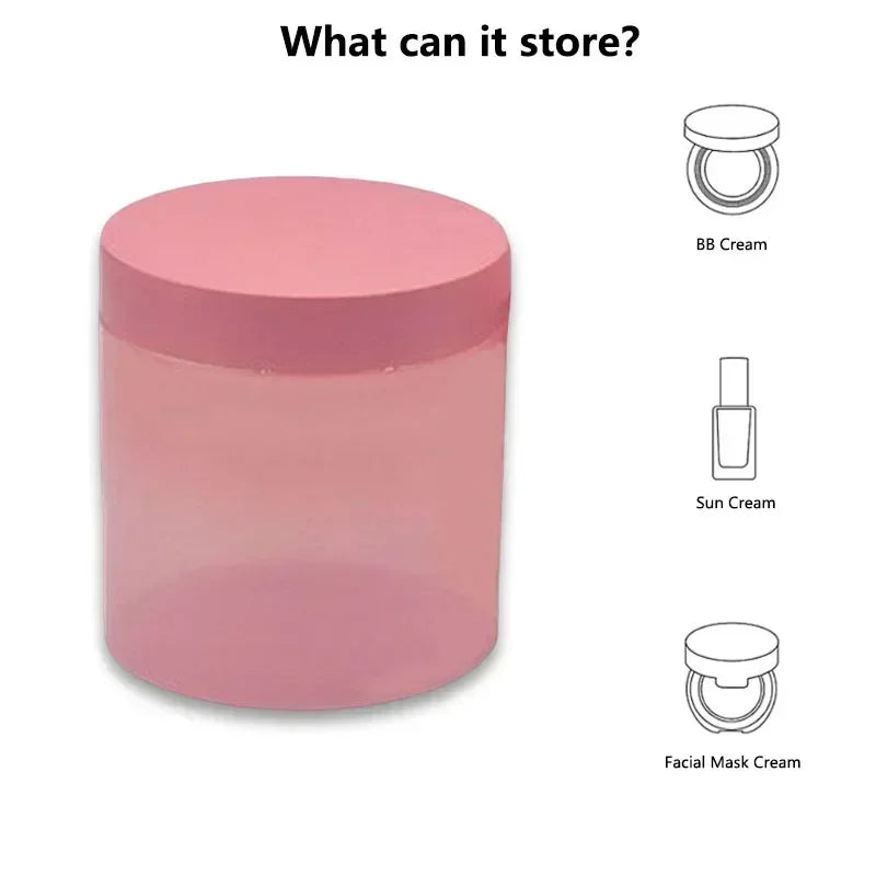 12Pcs 100-250g Pink PET Plastic Jar with Screw Lid Empty Comstic Face Cream Containers Travel Sample Jars Refillable Bottles
