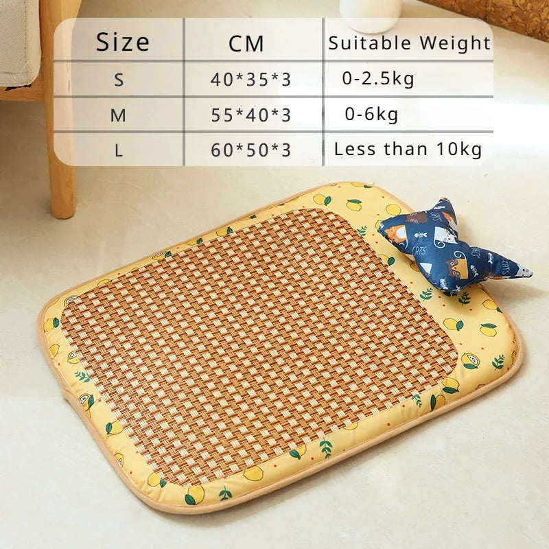 Cat Litter Cooler Summer Cooling Litter Mat Bite Resistant Waterproof Summer Rattan Mat Dog Mat Sofa Square Pet Sleeping Bed
