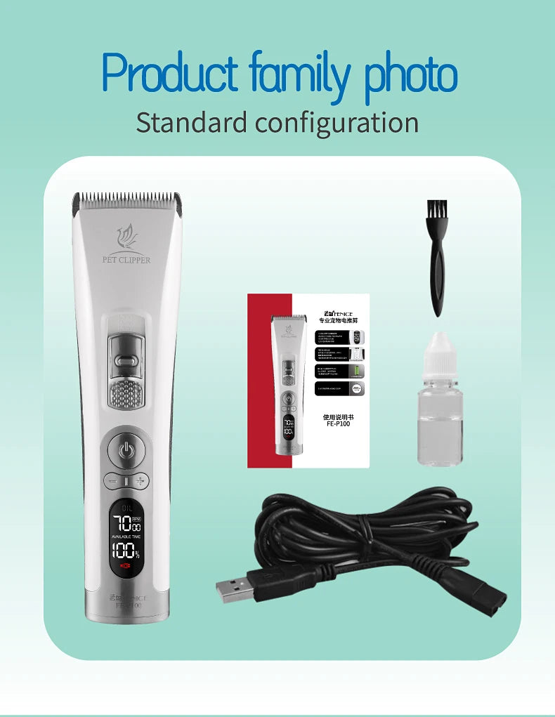 Fenice Electrical Pet Clipper Machine Dog Hair Clippers Grooming Animals Haircut Trimmer Shaver Set Pets Cordless Rechargeable
