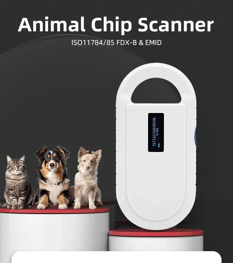 5YOA Pet Scanner OLED Display ISO11784/5 Animal Pet ID Reader Chip Transponder USB RFID Handheld Microchip Scanner for animals