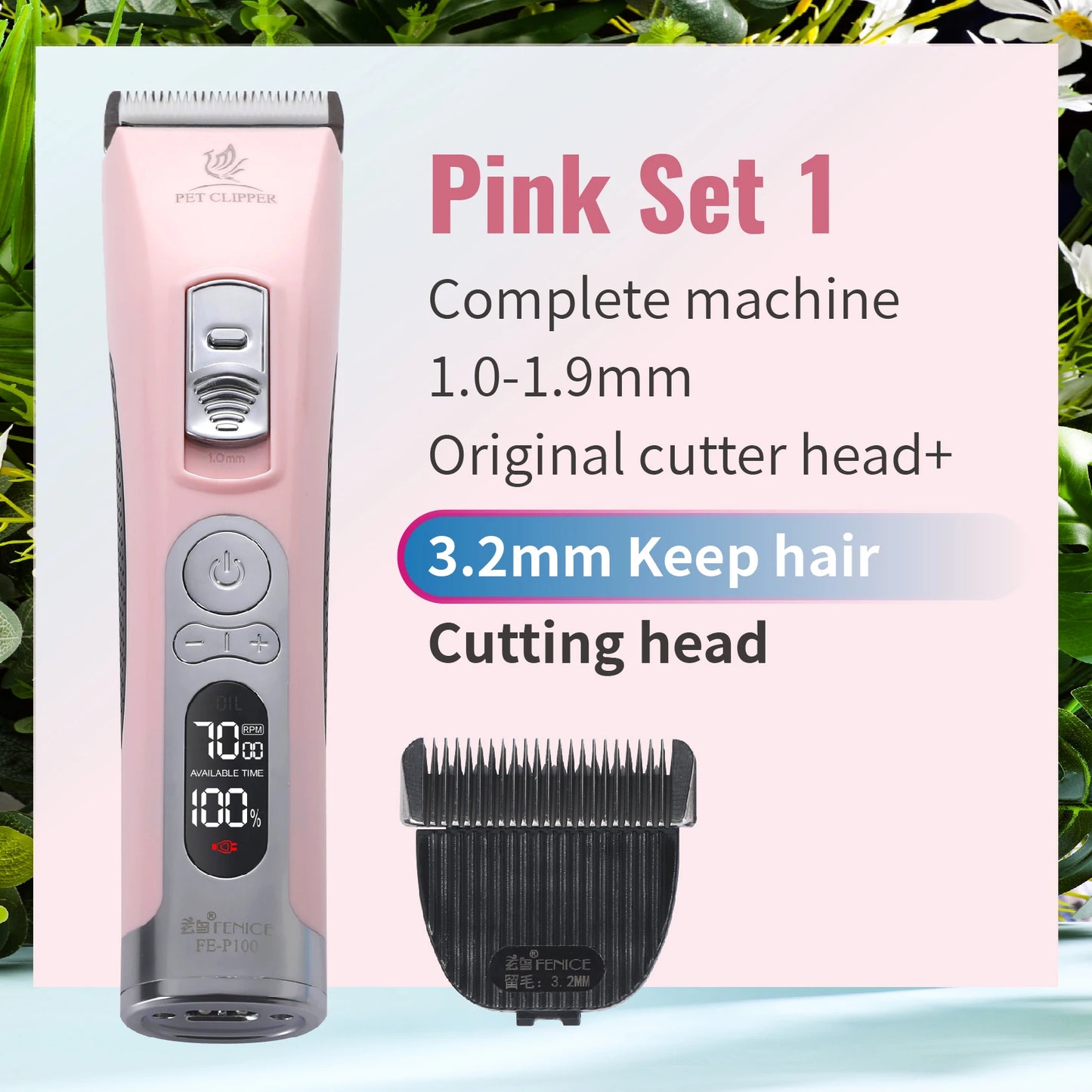 Fenice Electrical Pet Clipper Machine Dog Hair Clippers Grooming Animals Haircut Trimmer Shaver Set Pets Cordless Rechargeable