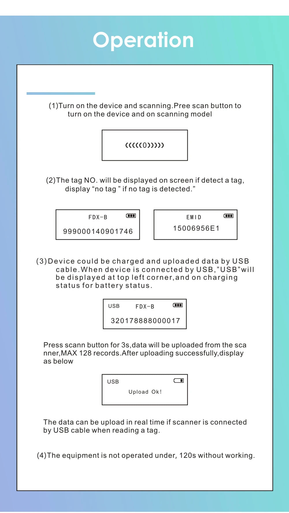 Pet ID Chip Digital Scanner USB RFID Dog Cat Animal Handheld 134.2KHz Identification Tag Card Reader Chip