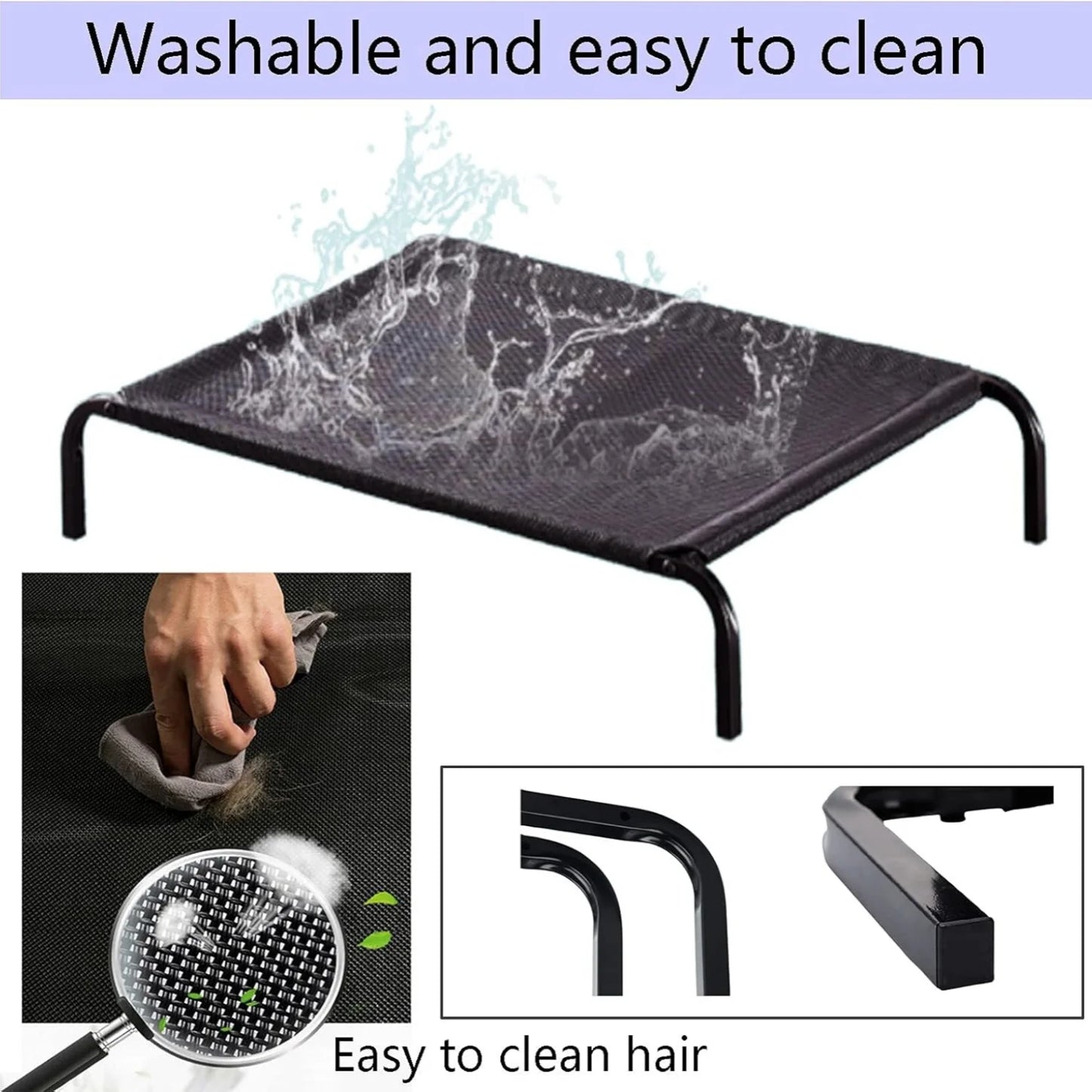 BRIEFNESS Elevated Dog Bed Pet Sofa Bed 3 Sizes Available Outdoor Pet Bed Dog & Cat Camping Bed Black