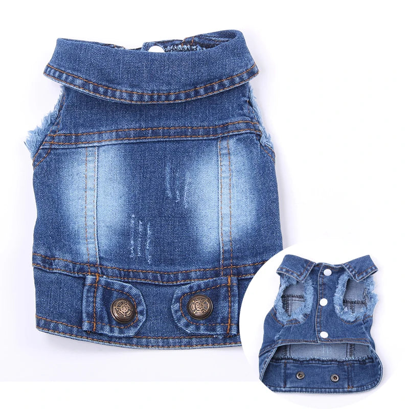 Pet Clothes Denim Dog Costume Summer Cowboy Vest Daisy Shirt Jeans Jacket Puppy Clothing for Chihuahua Yorkies