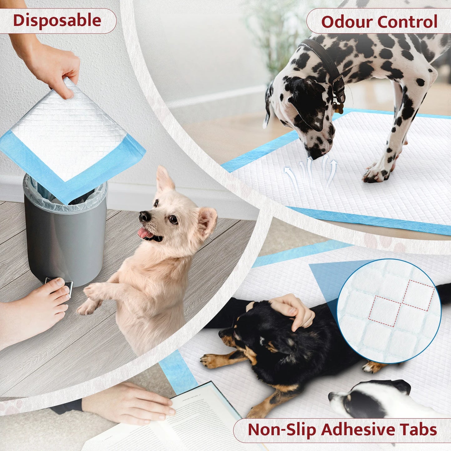 Puppy Training Pads, 100Pack, 56×56cm Disposable Dog Training Pads, Super Absorbent Puppy Pee Pads with Quick-Dry Surface
