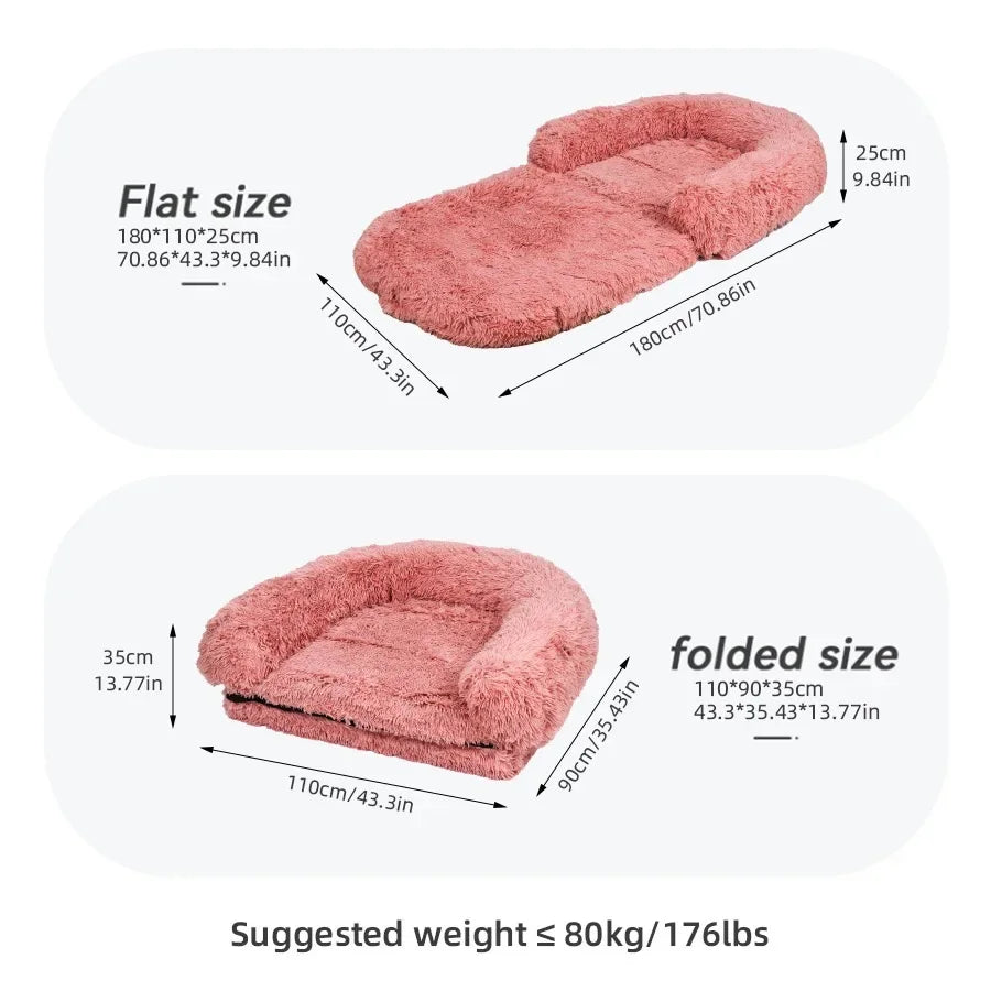 Human Pet Sofa Removable Washable Convenient Unfolding Large Dog Bed Plush Human Pet Sharing Kennel Soft Dog Cushion