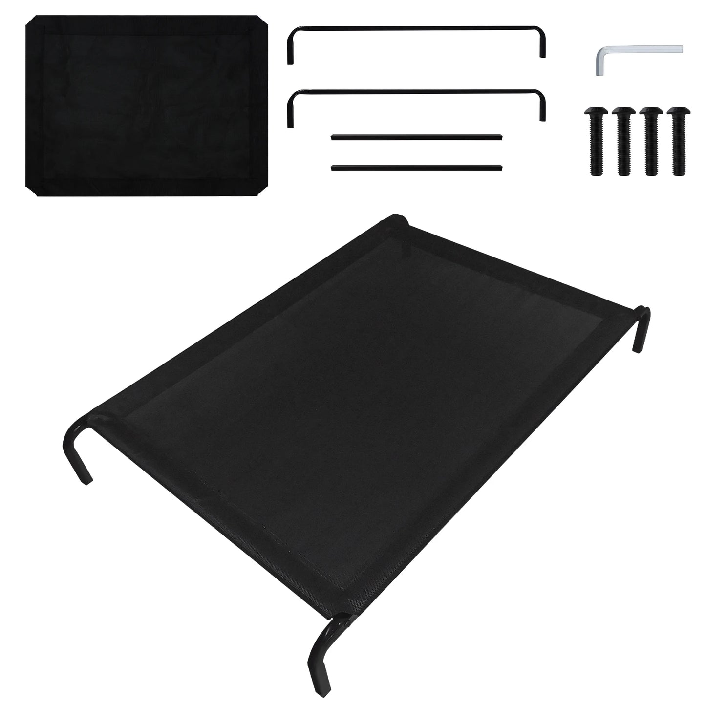 Elevated Dog Bed - 3 Sizes, Outdoor Pet Sofa Bed for Camping, Black Raised Cot for Dogs/Cats