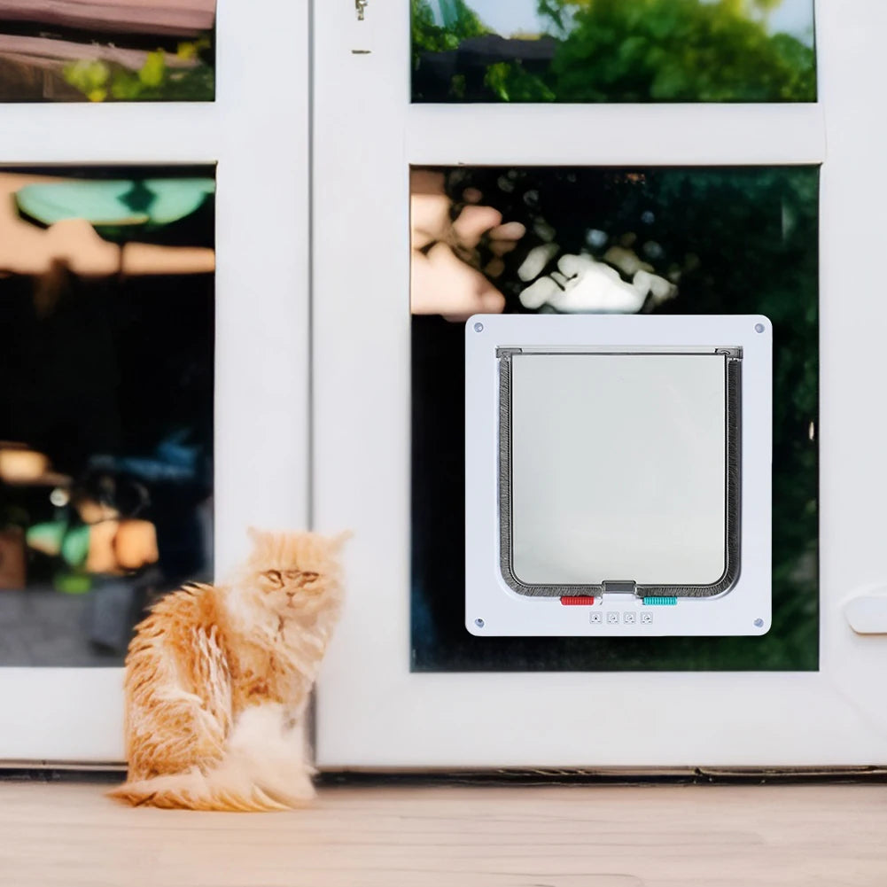 Dog Cat Kitten Flap Puppy Kitten Safety In&out Pet Door with 4 Way Security Lock Door Pet Doors Sliding Door Safety Pet Door