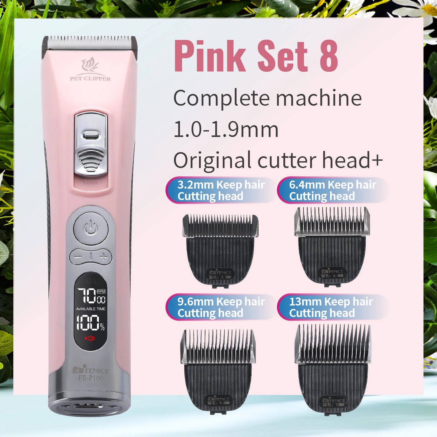 Fenice Electrical Pet Clipper Machine Dog Hair Clippers Grooming Animals Haircut Trimmer Shaver Set Pets Cordless Rechargeable