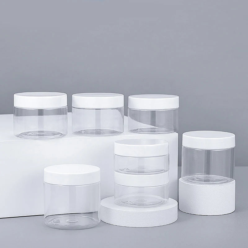 30Pcs 80-200ml Plastic Clear Jars With Screw Lid PET Round Eye Cream Containers Refillable Makeup Bottles Travel Accessories