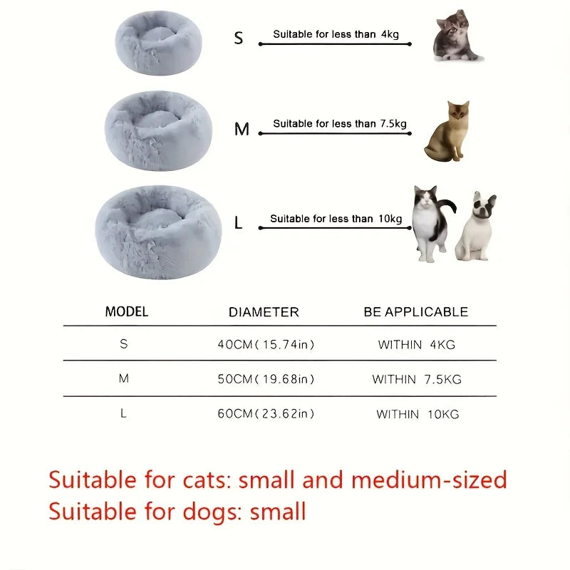 1PC comfortable striped plush pet bed, suitable for cats and dogs,warm,deep sleep round nest,filling,gray,soft,indoor