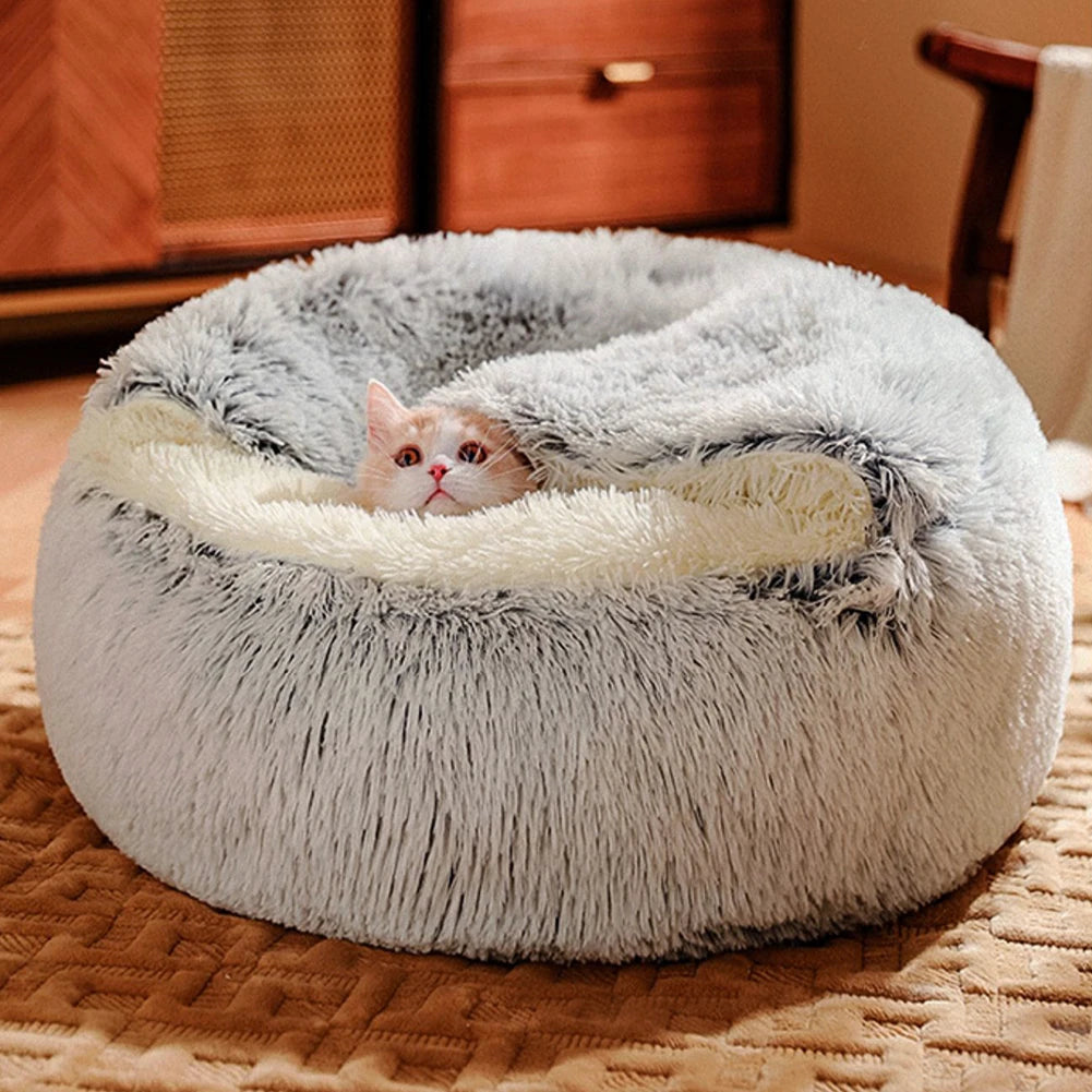 Tieker Plush Pet Bed Round Cat and Dog Soft Bed Pet Mattress Sleeping Hole Universal Suitable for All Seasons Small Cats and Dog