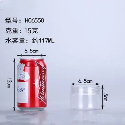 Wholesale 50pcs/pack Empty Plastic Clear Cosmetic Jars PET Food Jar Makeup Container With plastic lid Food Cans Seal Cans