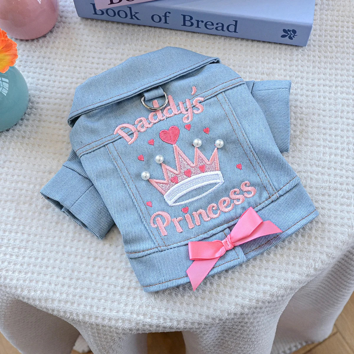Denim Puppy Jacket For Chihuahua Yorkie Adjustable Lightweight  Coat, Breathable Dog Clothes With Snap Closure