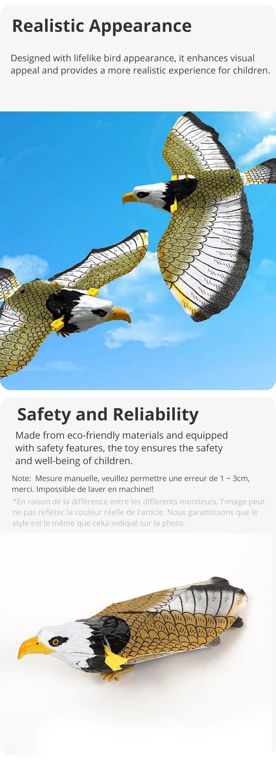 1Pcs Electric Flying Eagle Electronic Pet Toy Rotating Simulation Flying Bird With Light Music