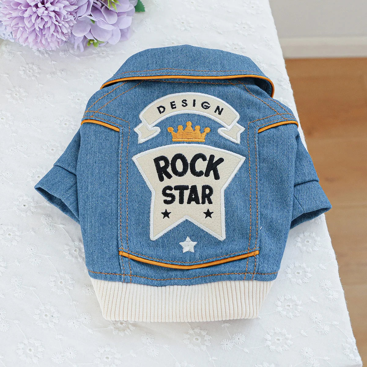 Pet Clothing Spring And Autumn Handsome Cool Cowboy Coat Suitable Cute Rock Roll Denim Clothing for Small and Medium sized Dogs
