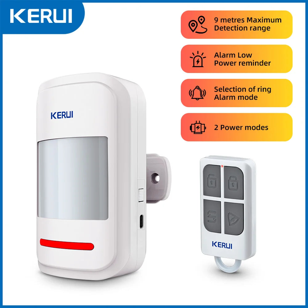 KERUI 433MHz Infrared Motion Sensor Detector Alarm/Doorbell Two Modes Wireless PIR Motion Alarm with Remote SOS for Home Elders