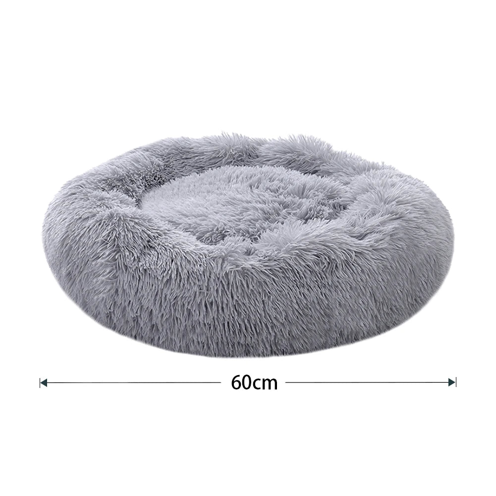 70CM Donut-Shaped Plush Pet Cuddler Bed Machine Washable Anti-Slip for Dog&Cat House Winter Warm Sleeping
