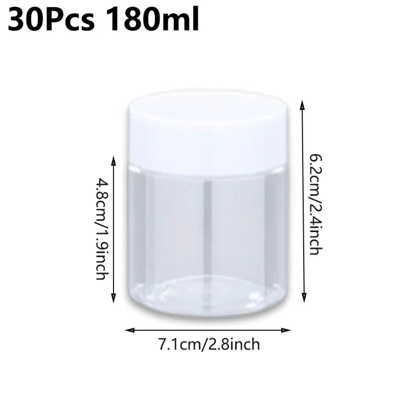 30Pcs 80-200ml Plastic Clear Jars With Screw Lid PET Round Eye Cream Containers Refillable Makeup Bottles Travel Accessories