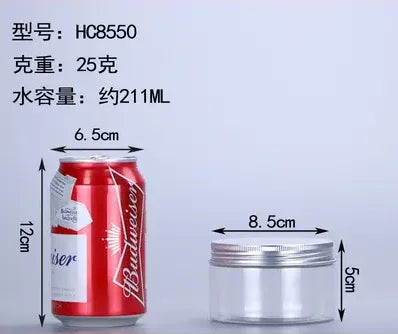 Wholesale 10/30/50pcs Empty Plastic Clear Cosmetic Jars PET Food Jar Makeup Container With Silver aluminum lid Seal Food Cans